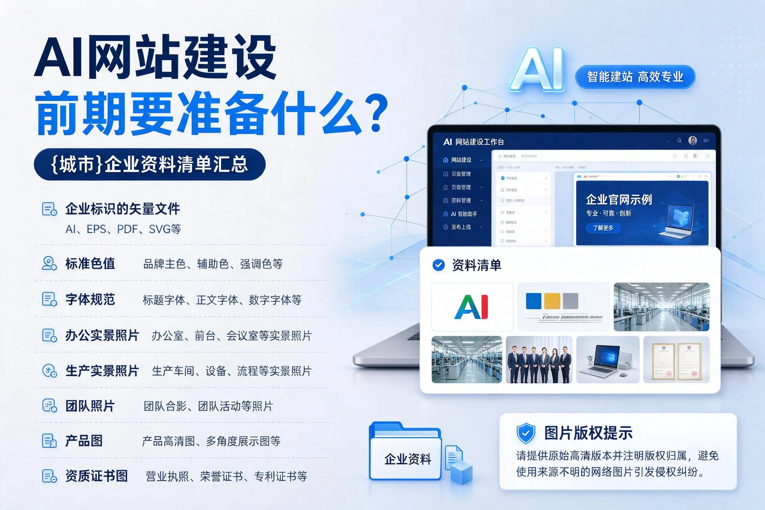 AI网站建设前期要准备什么?陇南企业资料清单汇总